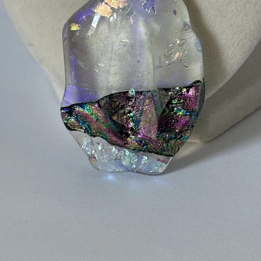 Artisan Dichroic Glass Shimmer Kaleidoscope Pendant Necklace